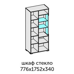 Аллегро-10 Шкаф 2дв. (со стеклом) (дуб крафт золотой-камень темный) в Ишиме - ishim.mebel24.online | фото 2