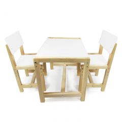 Детский растущий комплект стол и два стула  Я САМ "Лофт" (Белый, Сосна) в Ишиме - ishim.mebel24.online | фото