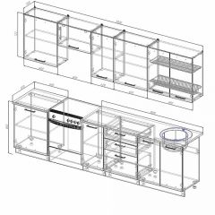 Кухонный гарнитур Антрацит 3000 (Стол. 26мм) в Ишиме - ishim.mebel24.online | фото 2