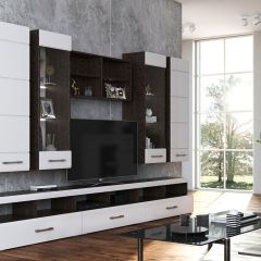 Гостиная Фиеста композ №3 (Венге/Белый глянец) в Ишиме - ishim.mebel24.online | фото