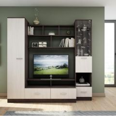 Гостиная ЛЕОН-4 (Анкор белый/Анкор темный) в Ишиме - ishim.mebel24.online | фото
