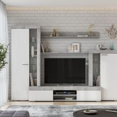 Гостиная МГС 5 (Цемент светлый/Белый) в Ишиме - ishim.mebel24.online | фото