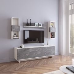 Гостиная Оскар мини (Сосна Белая Loft/Каспий темный) в Ишиме - ishim.mebel24.online | фото