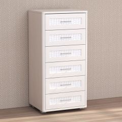 Кэт-4 Комод 6 ящ (МДФ Бодега белая/Экокожа Caiman белый) в Ишиме - ishim.mebel24.online | фото