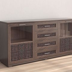 Кэт-4 Комодино (МДФ Венге/Экокожа Caiman коричневый) в Ишиме - ishim.mebel24.online | фото