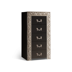 Комод 5 ящиков Узкий Тиффани Premium черная/серебро (ТФКМ-2(П) в Ишиме - ishim.mebel24.online | фото