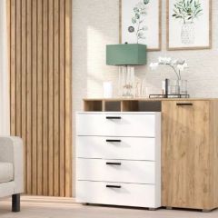 Комод №8 (Дуб Крафт Золотой/Белый) в Ишиме - ishim.mebel24.online | фото 1