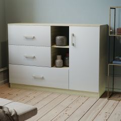Комод К-3.1 (Дуб сонома/Белый жемчуг) в Ишиме - ishim.mebel24.online | фото 2