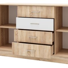 БЕАТРИС Комод К1400 (Дуб Сонома/Белый глянец) в Ишиме - ishim.mebel24.online | фото 2