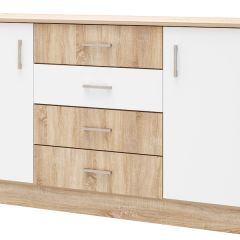 БЕАТРИС Комод К1400 (Дуб Сонома/Белый глянец) в Ишиме - ishim.mebel24.online | фото