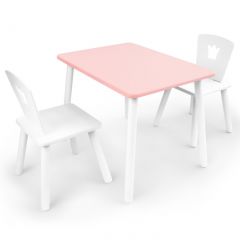 Комплект детской мебели стол и два стула Корона  (Розовый/Белый/Белый) в Ишиме - ishim.mebel24.online | фото 1