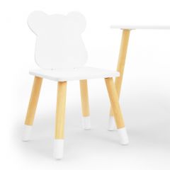 Комплект детской мебели стол и два стула Мишутка (Белый/Белый/Береза) в Ишиме - ishim.mebel24.online | фото
