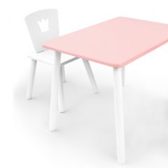 Комплект детской мебели стол и стул Корона (Розовый/Белый/Белый) в Ишиме - ishim.mebel24.online | фото