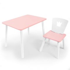 Комплект детской мебели стол и стул Корона (Розовый/Розовый/Белый) в Ишиме - ishim.mebel24.online | фото 1