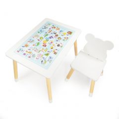 Комплект детской мебели стол и стул Мишутка с накладкой Алфавит (Белый/Белый/Береза) в Ишиме - ishim.mebel24.online | фото 2