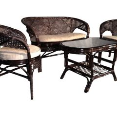 Комплект Пеланги 02/15 с 2-х местным диваном и овальным столом (Темно-коричневый) в Ишиме - ishim.mebel24.online | фото