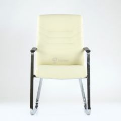 Кресло Barneo K-25 для посетителей и переговорных (хром, бежевая экокожа) в Ишиме - ishim.mebel24.online | фото 2