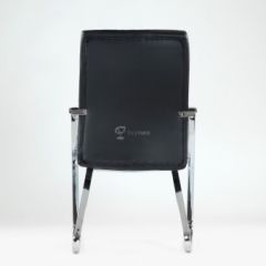 Кресло Barneo K-25 для посетителей и переговорных (хром, черная экокожа) в Ишиме - ishim.mebel24.online | фото 3