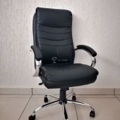 Кресло Barneo K-58 для руководителя (черная экокожа) в Ишиме - ishim.mebel24.online | фото