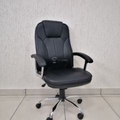 Кресло Barneo K-8 для руководителя (черная экокожа) в Ишиме - ishim.mebel24.online | фото