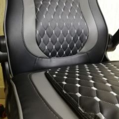 Кресло геймерское Barneo K-37 (черная кожа серые вставки) в Ишиме - ishim.mebel24.online | фото 2
