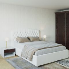 Кровать Берлин с ПМ 1200 (экокожа белая) в Ишиме - ishim.mebel24.online | фото 2