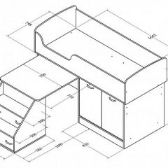 Кровать-чердак "Дюймовочка-2" Дуб молочный/орех в Ишиме - ishim.mebel24.online | фото 3