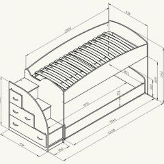 Кровать-чердак "Дюймовочка-4.2"  Дуб молочный/Оранжевый в Ишиме - ishim.mebel24.online | фото 3