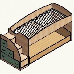 Кровать-чердак "Дюймовочка-4.2"  Дуб молочный/Оранжевый в Ишиме - ishim.mebel24.online | фото 4