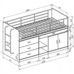 Кровать-чердак "Дюймовочка-6"  Белый/Оранжевый в Ишиме - ishim.mebel24.online | фото 2