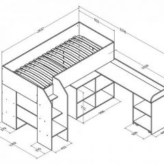 Кровать-чердак "Теремок-2" Дуб молочный в Ишиме - ishim.mebel24.online | фото 3