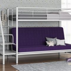 Кровать двухъярусная с диваном "Мадлен-3" (Белый/Фиолетовы) в Ишиме - ishim.mebel24.online | фото