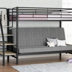 Кровать двухъярусная с диваном "Мадлен-3" (Черный/Серый) в Ишиме - ishim.mebel24.online | фото