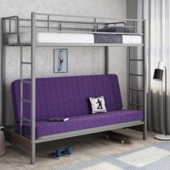 Кровать двухъярусная с диваном "Мадлен" (Серый/Фиолетовый) в Ишиме - ishim.mebel24.online | фото 1