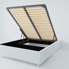 Кровать Подиум с ПМ 1600 (экокожа белая) в Ишиме - ishim.mebel24.online | фото 2