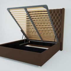 Кровать Версаль ЛЮКС с ПМ 900 (экокожа коричневая) в Ишиме - ishim.mebel24.online | фото