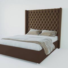 Кровать Версаль ЛЮКС с ПМ 800 (экокожа коричневая) в Ишиме - ishim.mebel24.online | фото