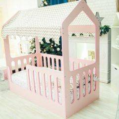 Кровать-домик без ящика 800*1600 (Розовый) в Ишиме - ishim.mebel24.online | фото 1