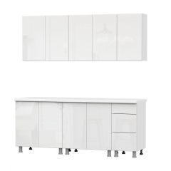 МОДЕРН NEW Кухонный гарнитур 2.0 м МДФ (без столешниц) Белый глянец Бруно в Ишиме - ishim.mebel24.online | фото 2