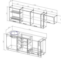 Кухонный гарнитур Вегас 2550 (Стол. 26мм) в Ишиме - ishim.mebel24.online | фото 2