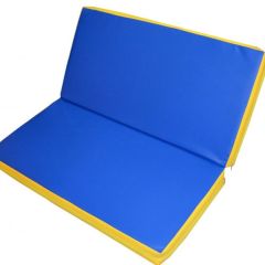 Мат гимнастический 1х1х0,08м складной цв. синий-желтый в Ишиме - ishim.mebel24.online | фото 1