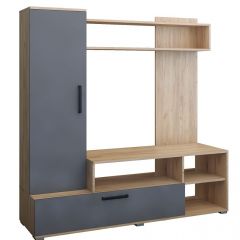 Мини-стенка Линда (дуб золотой/графит софт) в Ишиме - ishim.mebel24.online | фото 2
