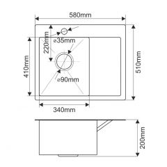 Мойка HD5851L MELANA ProfLine 3,0/200 САТИН врезная прямоугольная с коландером HD5851L в Ишиме - ishim.mebel24.online | фото 2