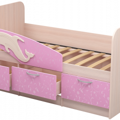 Кровать Дельфин 1,6 (Дуб молочный/фасад - Ламарти розовый) в Ишиме - ishim.mebel24.online | фото