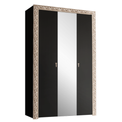 Шкаф 3-х дв.Тиффани Premium черная/золото (ТФШ1/3(П) в Ишиме - ishim.mebel24.online | фото
