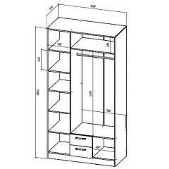 КОСТА-РИКА Шкаф 3-х створчатый (шимо светлый/шимо темный) в Ишиме - ishim.mebel24.online | фото 2