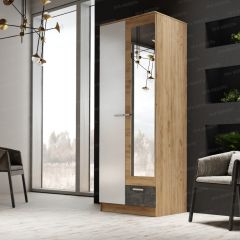 Шкаф Адель 800 с полками (дуб вотан/белый глянец) в Ишиме - ishim.mebel24.online | фото 1