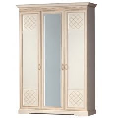 Шкаф для одежды 3-дверный №800 Парма кремовый белый в Ишиме - ishim.mebel24.online | фото