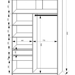 Шкаф-купе 1400 серии SOFT D1+D3+B2+PL1 (2 ящика+1штанга) профиль «Графит» в Ишиме - ishim.mebel24.online | фото 3