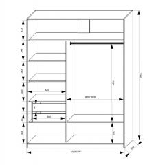 Шкаф-купе 1500 серии NEW CLASSIC K2+K2+B2+PL2(2 ящика+1 штанга+1 полка) профиль «Капучино» в Ишиме - ishim.mebel24.online | фото 3